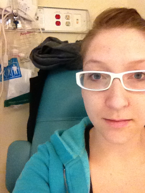 An iphone selfie right before the IV. Do I look scared?