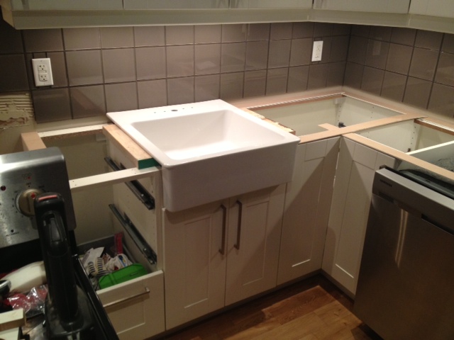 Dry Fitting our sink in place to build the templates around it