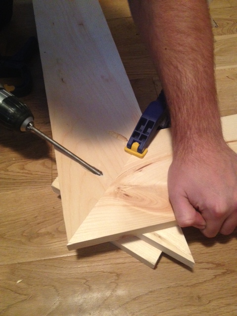 Assemble frame with pocket hole screws. Clamp wood together to keep it from moving