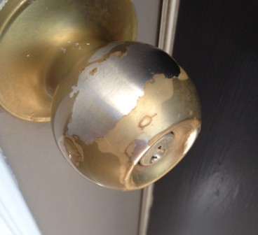 This door knob was brushed stainless...
